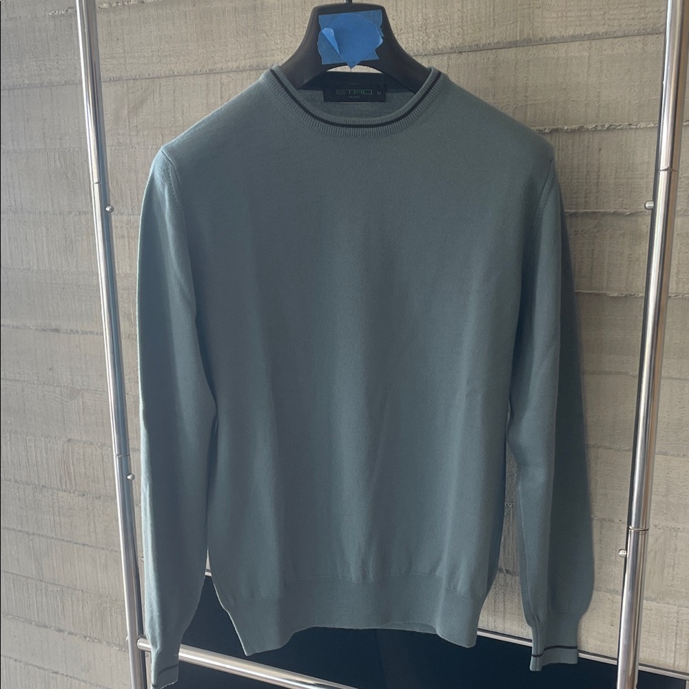 Etro Men's Crewneck Sweater - Slate Blue Green